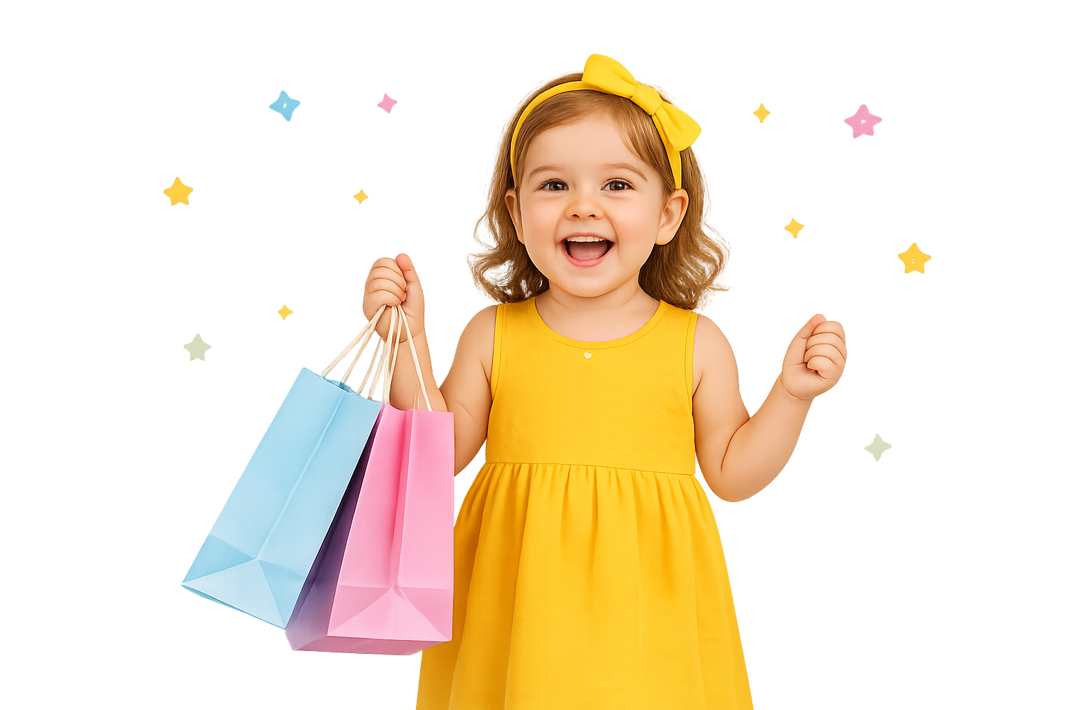 Happy child with shopping bags
